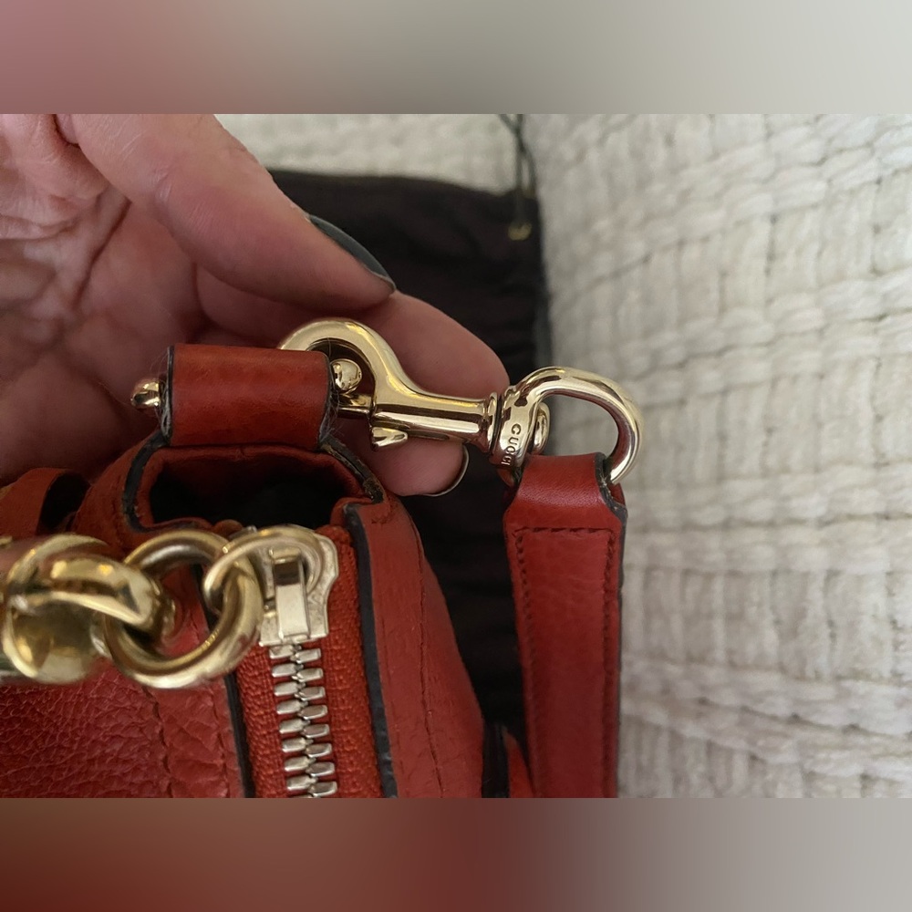 Gucci Soho Disco Crossbody Satchel Bag Red Leather Gold - Picture 7 of 16